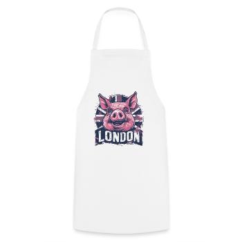 British Flag London Pig - Cooking Apron - white - Front - AI Model Male 185 dark (185cm)