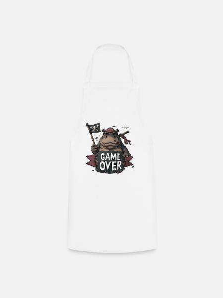 Game Over di gioco: Gamer amichevole ippopotamo pirata - Grembiule da cucina - bianco