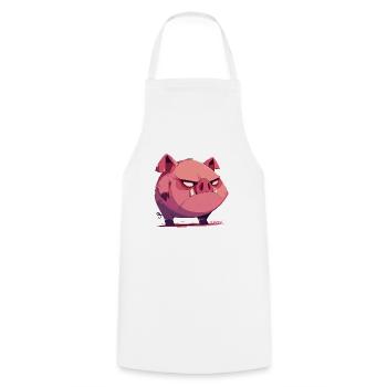 Kleines, wütendes, lustiges Cartoon-Schwein - Kochschürze - Weiß - Vorne - AI Model Male 185 dark (185cm)
