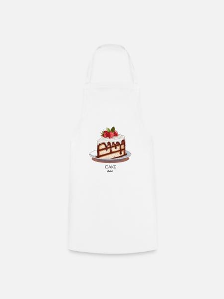 Un morceau de gâteau, gâteau aux fraises - Tablier de cuisine - blanc
