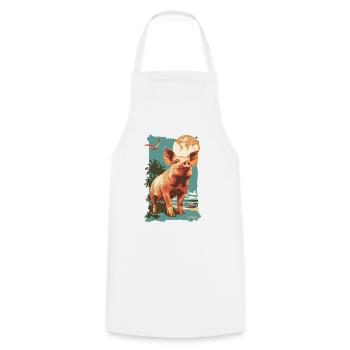 Voyage de vacances Art Déco Cochon de plage de Palen - Tablier de cuisine - blanc - Devant - AI Model Male 185 dark (185cm)
