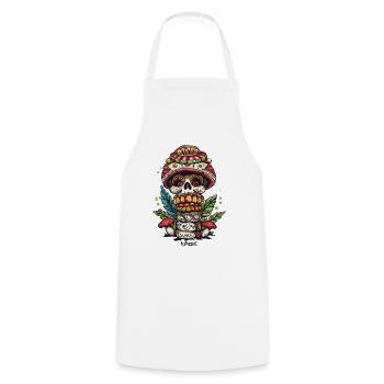 Mushroom Skull Skull Totem - Cooking Apron - white - Front - AI Model Male 185 dark (185cm)