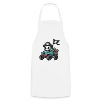 Skeleton Skull Pirates with Cool Monster Truck - Cooking Apron - white - Front - AI Model Male 185 dark (185cm)