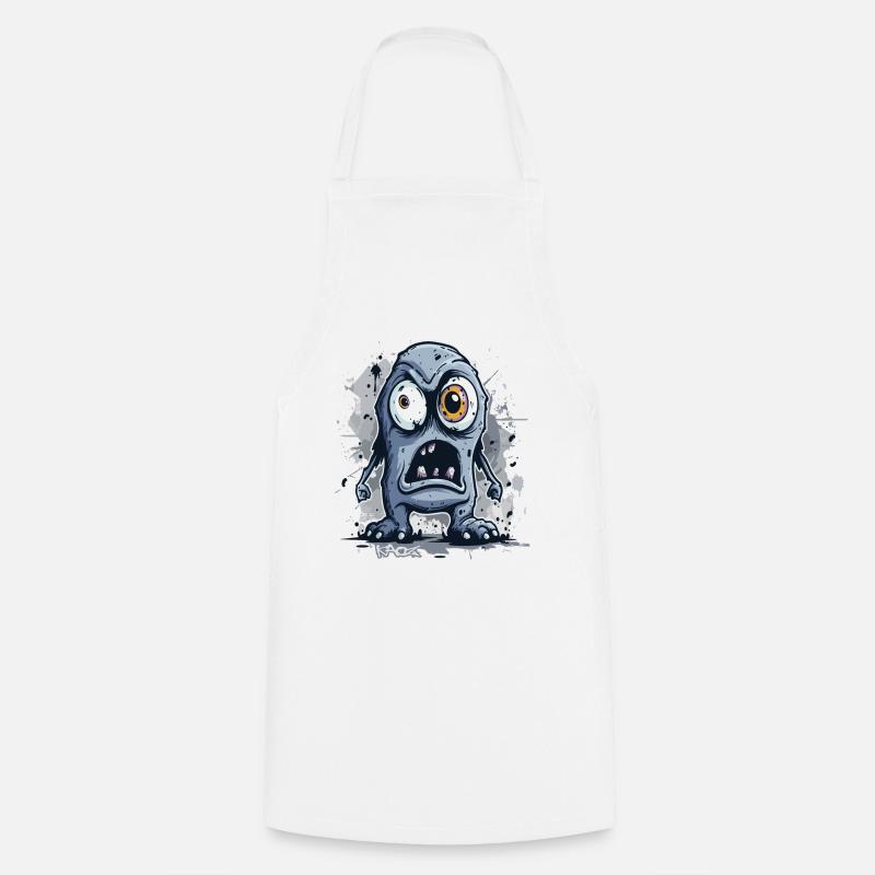 Ein düsteres, wütendes, lustiges graues Monster - Kochschürze - Weiß