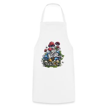 Flowers, mushrooms, grass, birds - a meadow of nature - Cooking Apron - white - Front - AI Model Male 185 dark (185cm)