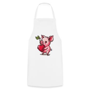 Eine süße kleine Kirsche ein niedliches Schwein - Kochschürze - Weiß - Vorne - AI Model Male 185 dark (185cm)