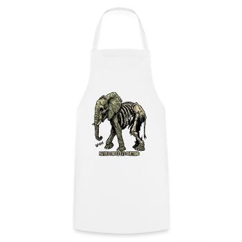 Umherziehender hungriger Skelett-Zombie-Elefant - Kochschürze - Weiß - Vorne - AI Model Male 185 dark (185cm)