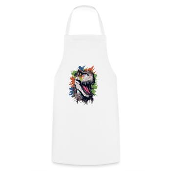Splashes of color: A colorful dino with an action look - Cooking Apron - white - Front - AI Model Male 185 dark (185cm)