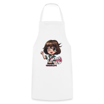Naughty anime girl raises her fist for freedom - Cooking Apron - white - Front - AI Model Male 185 dark (185cm)