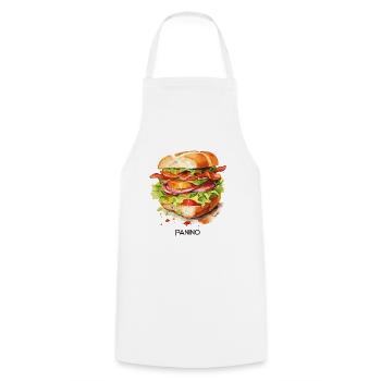 Watercolor Panino: The Italian Sandwich - Cooking Apron - white - Front - AI Model Male 185 dark (185cm)