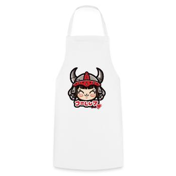 Cute Anime Viking Girl - Cooking Apron - white - Front - AI Model Male 185 dark (185cm)