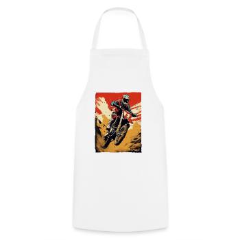 Motocross super cool - Tablier de cuisine - blanc - Devant - AI Model Male 185 dark (185cm)