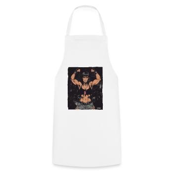Battle-Ready Fitness Warrior - Cooking Apron - white - Front - AI Model Male 185 dark (185cm)