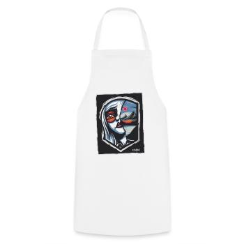 Abstract Anime Cartoon Woman and Nature - Cooking Apron - white - Front - AI Model Male 185 dark (185cm)