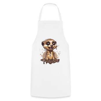 Funny Chocolate Meerkat - Cooking Apron - white - Front - AI Model Male 185 dark (185cm)