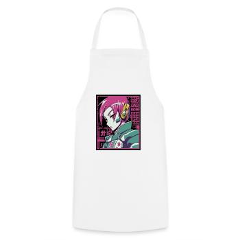 Cyber World: Punk Anime Sci-Fi Girl - Cooking Apron - white - Front - AI Model Male 185 dark (185cm)