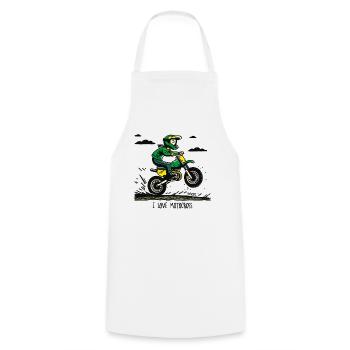 J’adore le motocross - Tablier de cuisine - blanc - Devant - AI Model Male 185 dark (185cm)