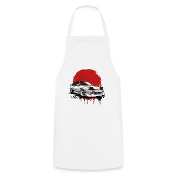 Cool Old School Japanese Flag JDM Car - Cooking Apron - white - Front - AI Model Male 185 dark (185cm)