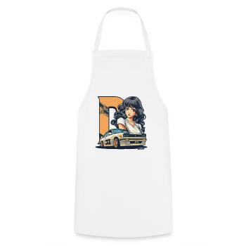 D-like Initial: Retro Japanese Anime JDM Manga - Cooking Apron - white - Front - AI Model Male 185 dark (185cm)