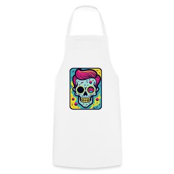 Funny, Cool Pop Art Skull Skull - Cooking Apron - white - Front - AI Model Male 185 dark (185cm)