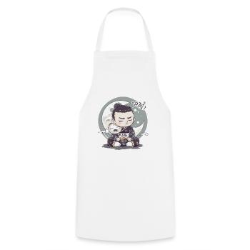 Tired little sumo samurai with moon and stars - Cooking Apron - white - Front - AI Model Male 185 dark (185cm)