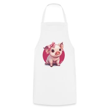 Petit cochon mignon avec nœud - Tablier de cuisine - blanc - Devant - AI Model Male 185 dark (185cm)