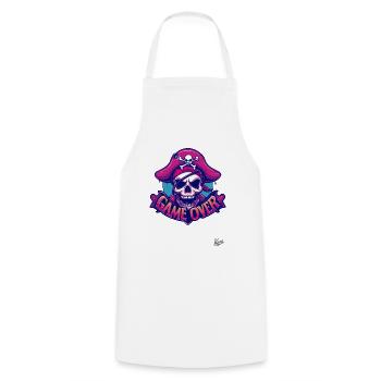 Skull Pirate: Game Over - Cooking Apron - white - Front - AI Model Male 185 dark (185cm)