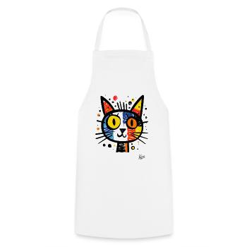 Portrait artistique abstrait coloré de chats - Tablier de cuisine - blanc - Devant - AI Model Male 185 dark (185cm)