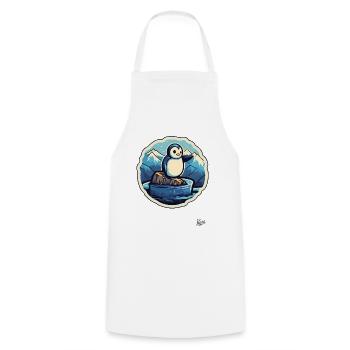 Niedlicher kleiner Pinguin auf einer Eisscholle - Kochschürze - Weiß - Vorne - AI Model Male 185 dark (185cm)