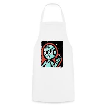 The Silence of Space: Funny Astronaut Cartoon - Kochschürze - Weiß - Vorne - AI Model Male 185 dark (185cm)