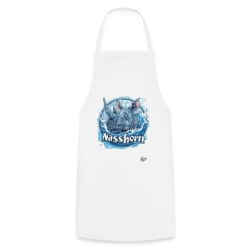 A Nasshorn: The Rhinoceros in the Water - Cooking Apron - white - Front - AI Model Male 185 dark (185cm)