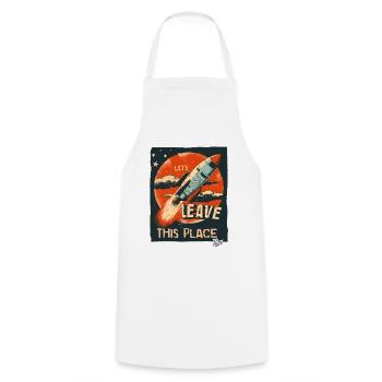 Sortons d’ici avec une fusée - Tablier de cuisine - blanc - Devant - AI Model Male 185 dark (185cm)