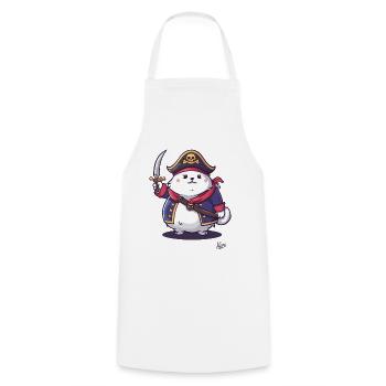 Chat pirate de compagnie moelleux - Tablier de cuisine - blanc - Devant - AI Model Male 185 dark (185cm)