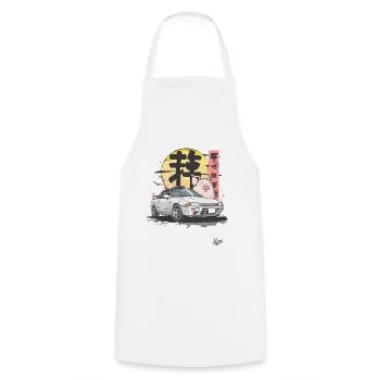 Un cochon amusant et une course de rue japonaise - Tablier de cuisine - blanc - Devant - AI Model Male 185 dark (185cm)