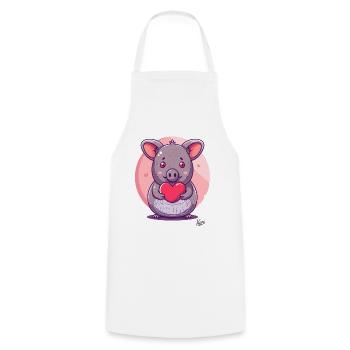süßes Chinchilla Schwein mit Herz und Liebe - Kochschürze - Weiß - Vorne - AI Model Male 185 dark (185cm)