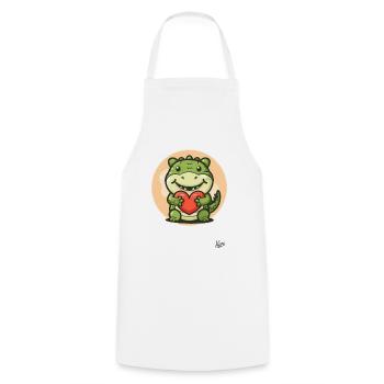 crocodile alligator mignon avec cœur et amour - Tablier de cuisine - blanc - Devant - AI Model Male 185 dark (185cm)