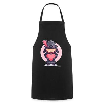 kawaii süßer Shogun Samurai mit Herz und Liebe - Kochschürze - Schwarz - Vorne - AI Model Male 185 dark (185cm)