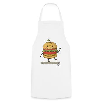 Retro Apple Sandwich Burger - Cooking Apron - white - Front - AI Model Male 185 dark (185cm)
