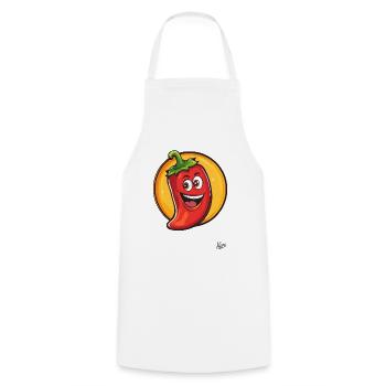 Hallo! Lustige scharfe Pepperoni - Kochschürze - Weiß - Vorne - AI Model Male 185 dark (185cm)