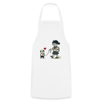 Otaku japonais marchant avec une écolière - Tablier de cuisine - blanc - Devant - AI Model Male 185 dark (185cm)