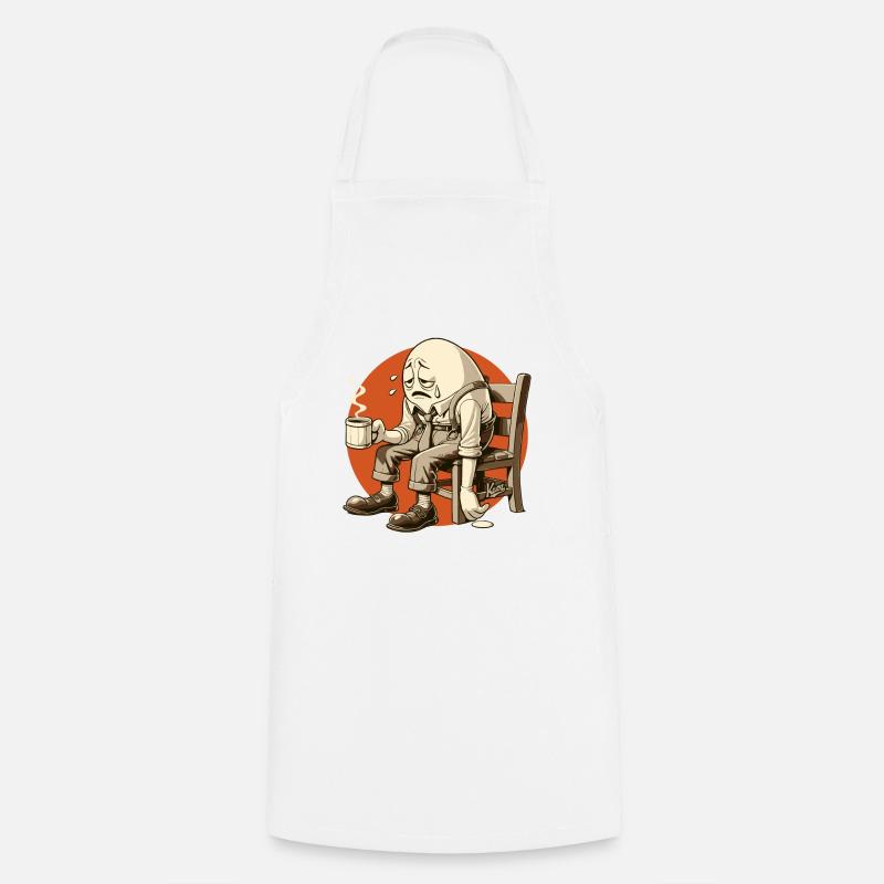 Oeuf fatigué du matin avec café - Tablier de cuisine - blanc