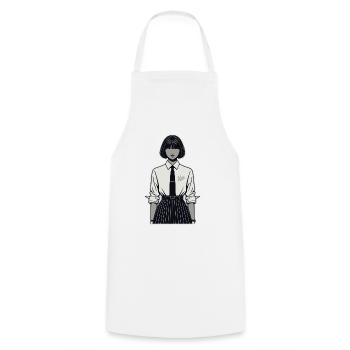 Japonaise en uniforme scolaire - Tablier de cuisine - blanc - Devant - AI Model Male 185 dark (185cm)