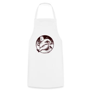 Chubby retro homme en train de courir - Tablier de cuisine - blanc - Devant - AI Model Male 185 dark (185cm)