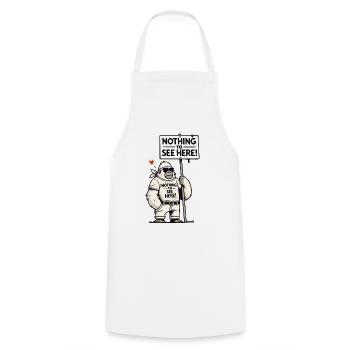 Gorilla with a shield: There is nothing to see here - Cooking Apron - white - Front - AI Model Male 185 dark (185cm)