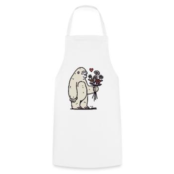 Gentle gorilla with bouquet of flowers - Cooking Apron - white - Front - AI Model Male 185 dark (185cm)