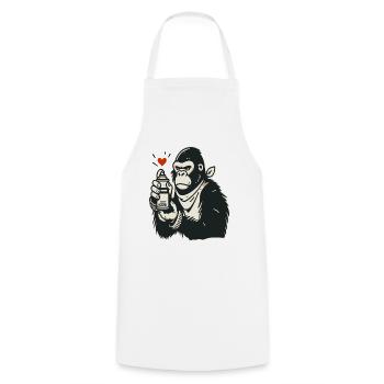 Graffiti Street Art Gorilla mit Spraydose - Kochschürze - Weiß - Vorne - AI Model Male 185 dark (185cm)
