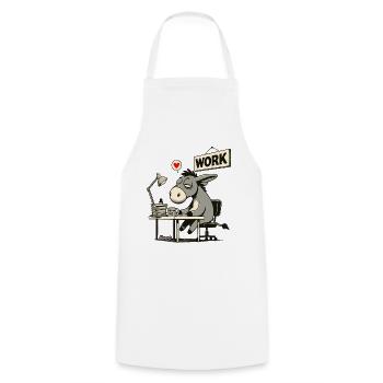 âne de bureau fatigué au travail au bureau - Tablier de cuisine - blanc - Devant - AI Model Male 185 dark (185cm)