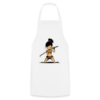 Guerrier samouraï cool avec Katana - Tablier de cuisine - blanc - Devant - AI Model Male 185 dark (185cm)