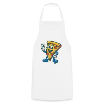 Grinning pizza with peace sign - Cooking Apron - white - Front - AI Model Male 185 dark (185cm)