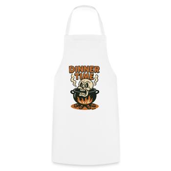 Angry skull in cooking pot for dinner - Cooking Apron - white - Front - AI Model Male 185 dark (185cm)